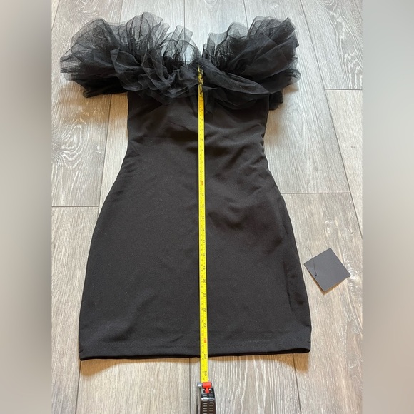 NWT Lulus Luxurious Charm Black Tulle Off-the-Shoulder Mini Dress Small - Picture 9 of 10